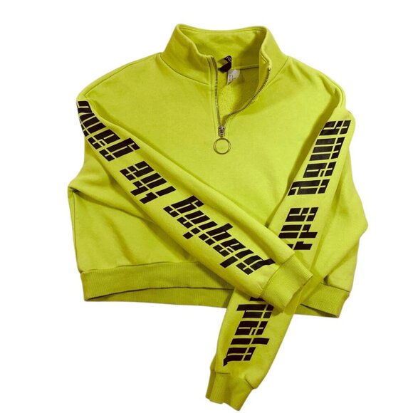 H&M  woman 's neon green cropped sweatshirt size s - Picture 9 of 12